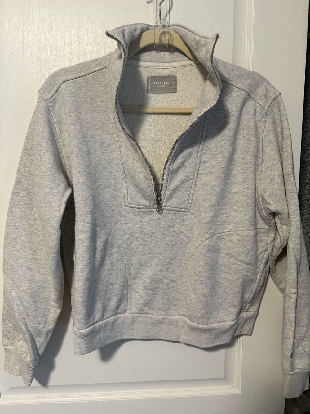 Everlane | The Track Half Zip | Light Heather Grey | SM